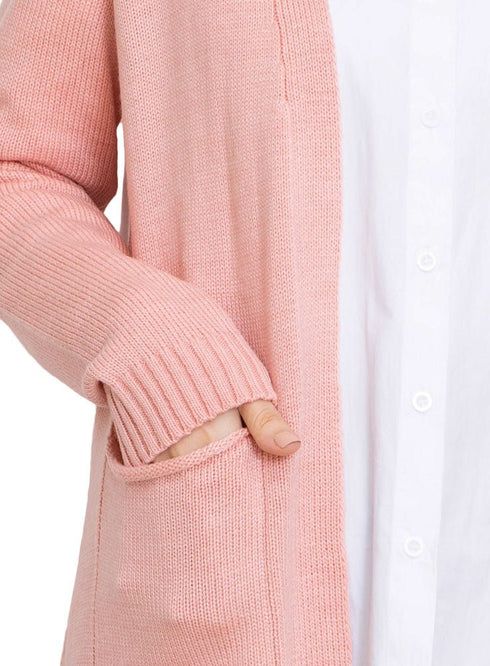 Pink Basic Pocket Cardigan - Khotwh